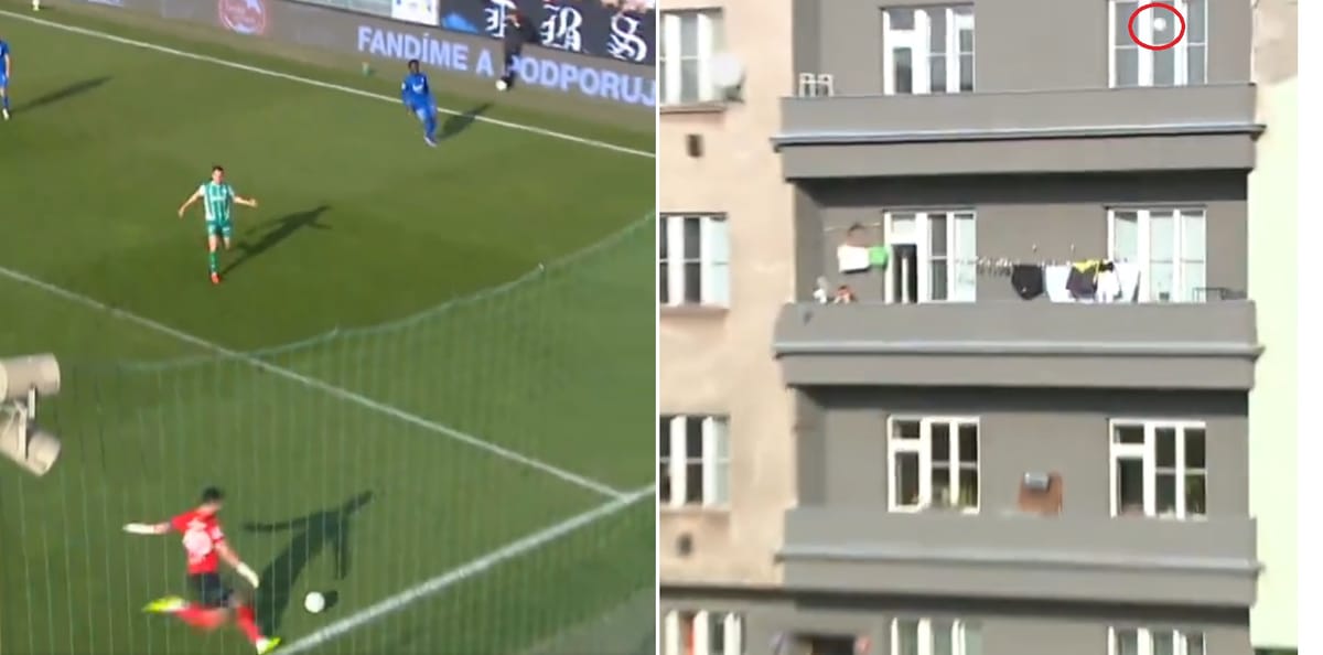 Niebywała sytuacja w lidze czeskiej. Piłka trafiła na balkon [WIDEO] Zdjęcie główne wpisu