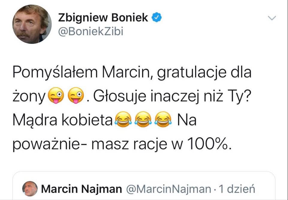 Boniek znowu śmieje się z Najmana! „Gratulacje dla żony” Zdjęcie główne wpisu