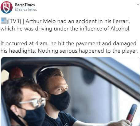 Piłkarz Barcelony uległ wypadkowi samochodowemu, będąc pod wpływem alkoholu! „Dobrze, że już nie jest nasz” Zdjęcie główne wpisu