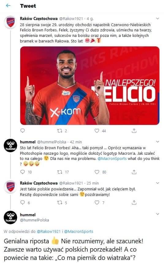 Raków przepycha się na Twitterze z byłym sponsorem. Zamazali ich logo! Zdjęcie główne wpisu