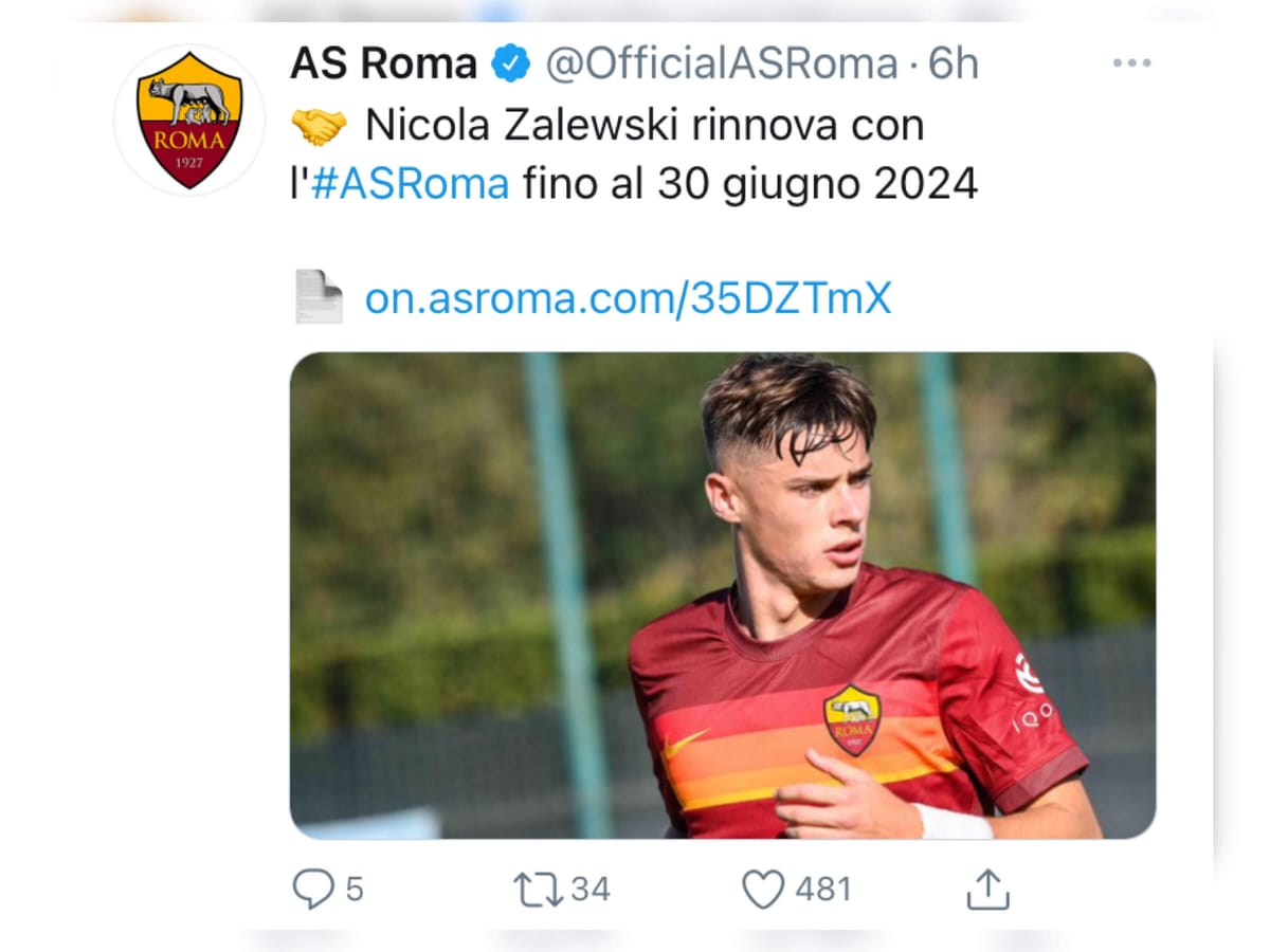 Zalewski przedłużył kontrakt z AS Romą! Młody Polak w końcu dostanie szansę? Zdjęcie główne wpisu