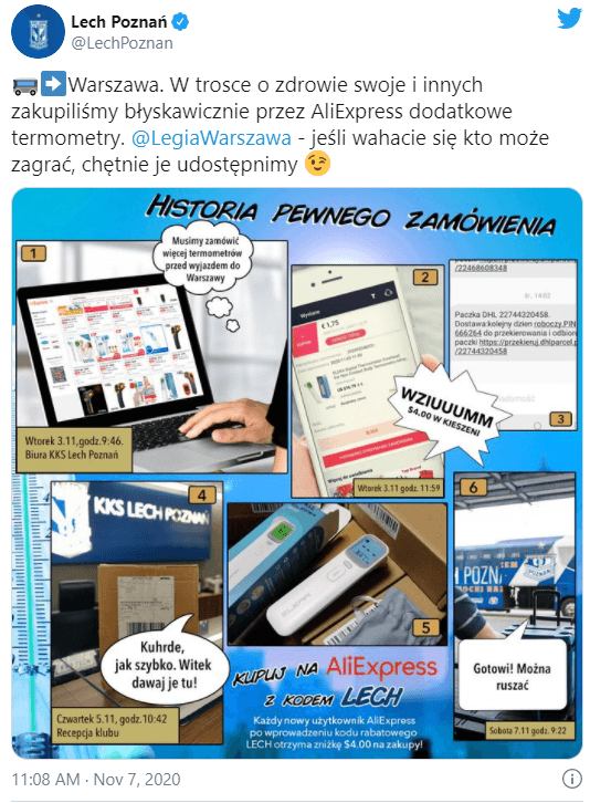 Lech Poznań zaczepia Legię na Twitterze. „Chętnie udostępnimy wam nasze termometry” Zdjęcie główne wpisu