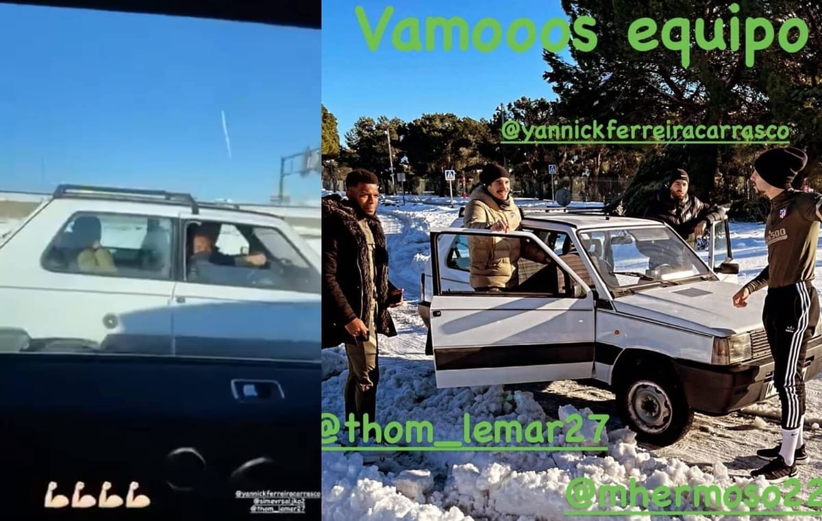 Zima nie zaskoczyła piłkarzy Atletico Madryt. Na trening dotarli… Fiatem! [WIDEO] Zdjęcie główne wpisu