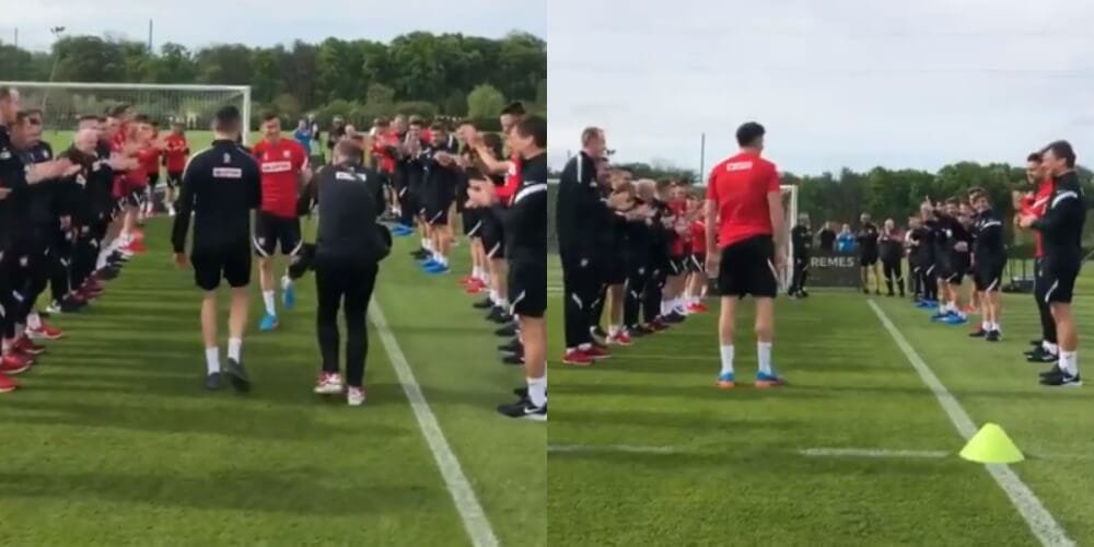 Piękna niespodzianka dla Lewandowskiego na treningu kadry. Kapitan powitany szpalerem [WIDEO] Zdjęcie główne wpisu