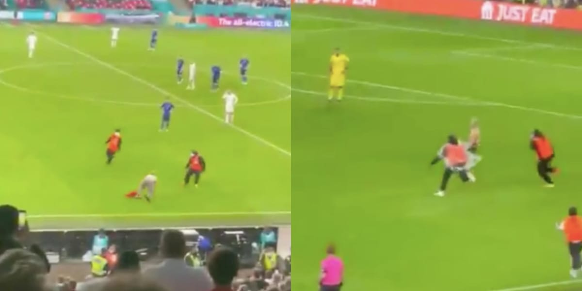 Spotkanie na Wembley przerwane! Czterech stewardów goni kibica [WIDEO] Zdjęcie główne wpisu