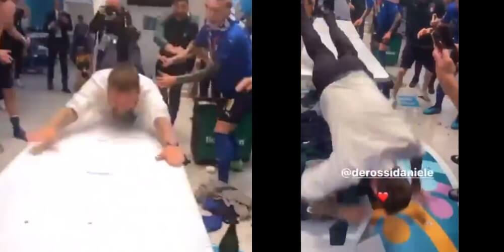 Szalone nagranie z włoskiej szatni. Daniele De Rossi ślizga się na piwie [WIDEO] Zdjęcie główne wpisu