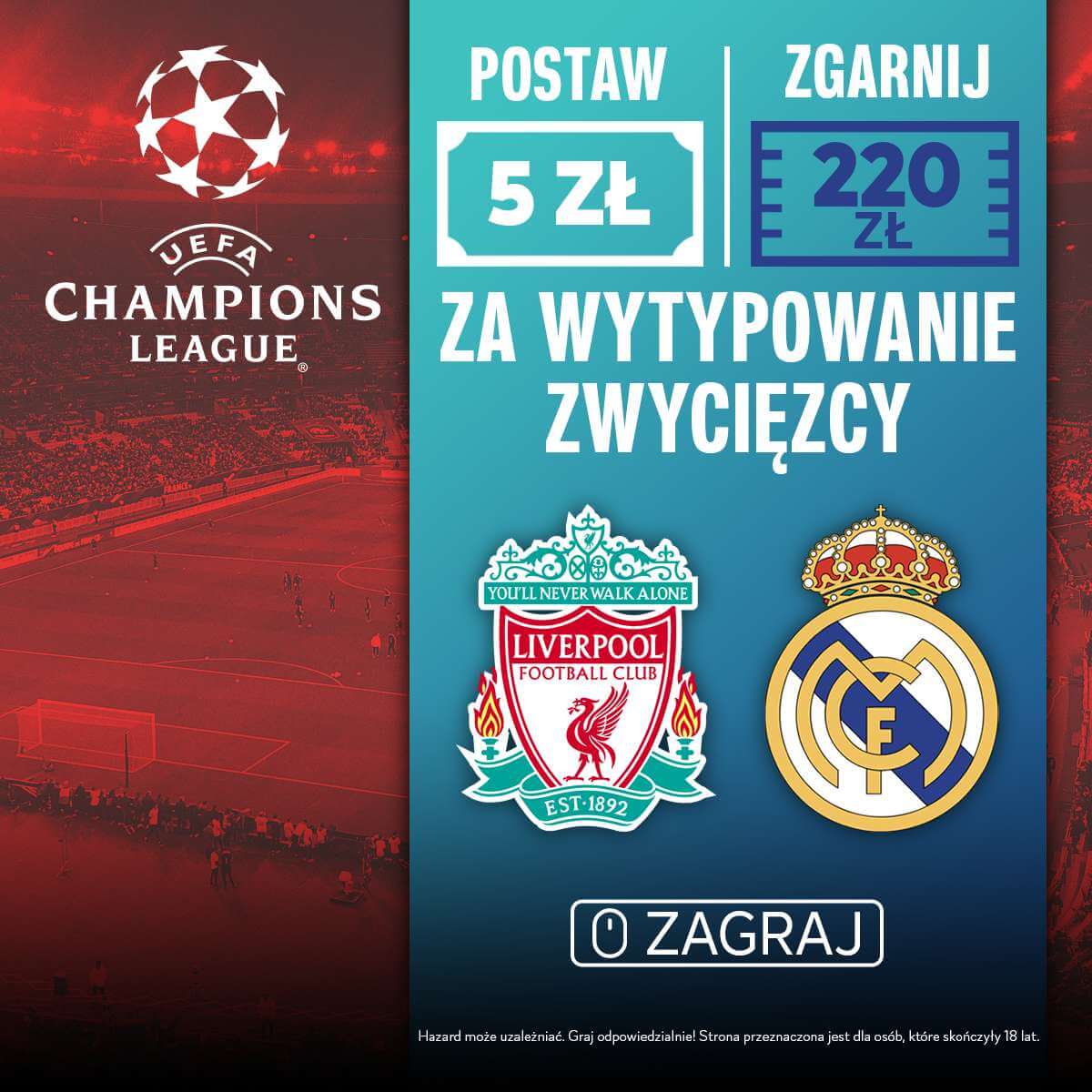 Szalona oferta bukmachera na finał LM. Kurs 50.00 na zwycięzcę! Zdjęcie główne wpisu