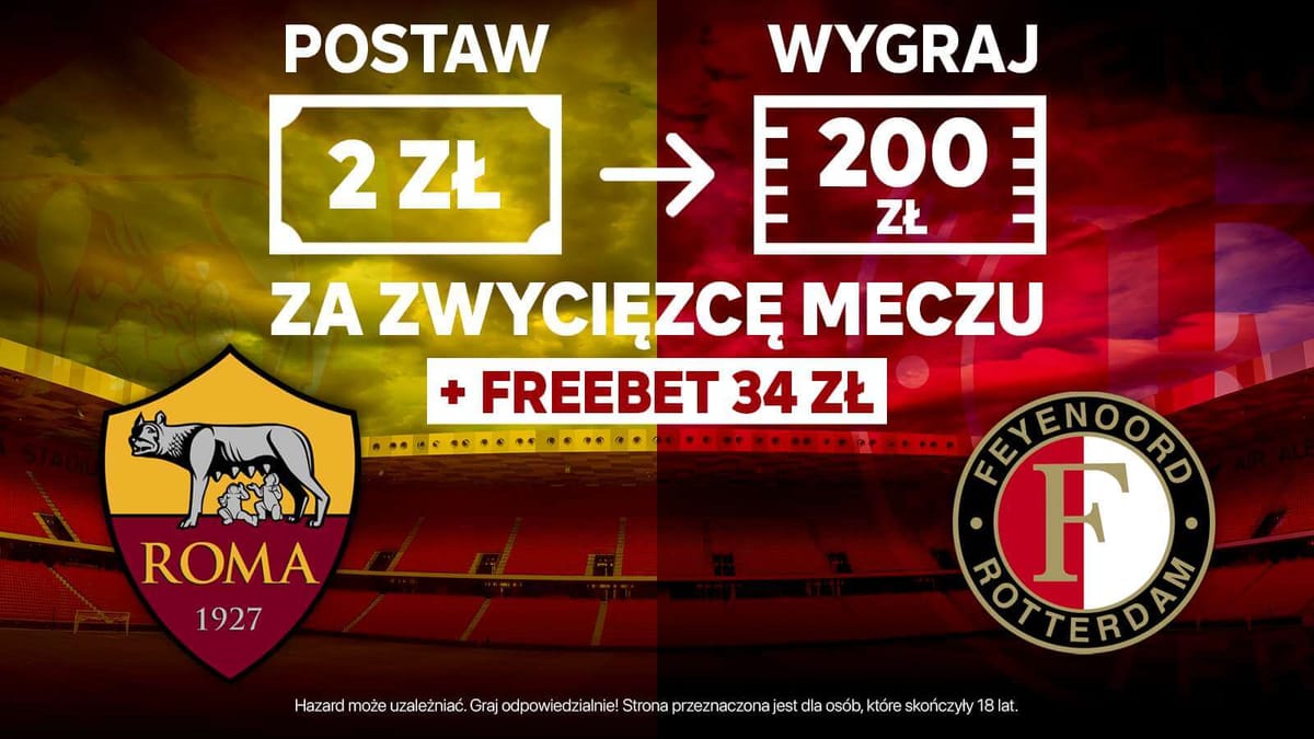 Finał Ligi Konferencji: Roma – Feyenoord. Postaw 2 zł na zwycięzcę i zgarnij 200 zł! Zdjęcie główne wpisu