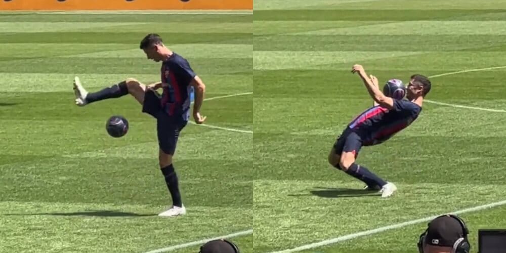 Robert Lewandowski pokazał klasę na prezentacji. Piękna żonglerka [WIDEO] Zdjęcie główne wpisu