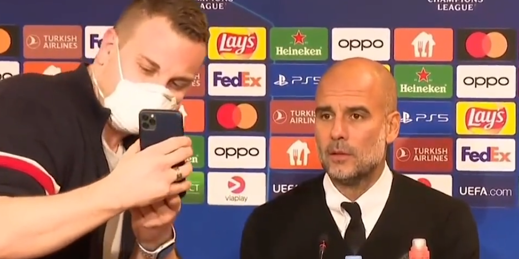 Dziennikarz poprosił Guardiolę o wspólne zdjęcie podczas konferencji prasowej [WIDEO] Zdjęcie główne wpisu