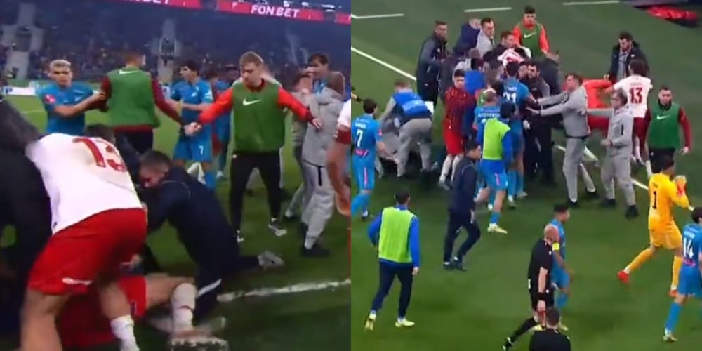 Bójka w Pucharze Rosji. Piłkarze Zenitu i Spartaka pobili się na murawie [WIDEO] Zdjęcie główne wpisu