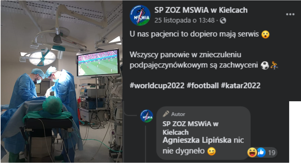 Pacjent oglądał mecz podczas operacji. Placówka chwali się zdjęciem. „Nic nie dygnęło” Zdjęcie główne wpisu