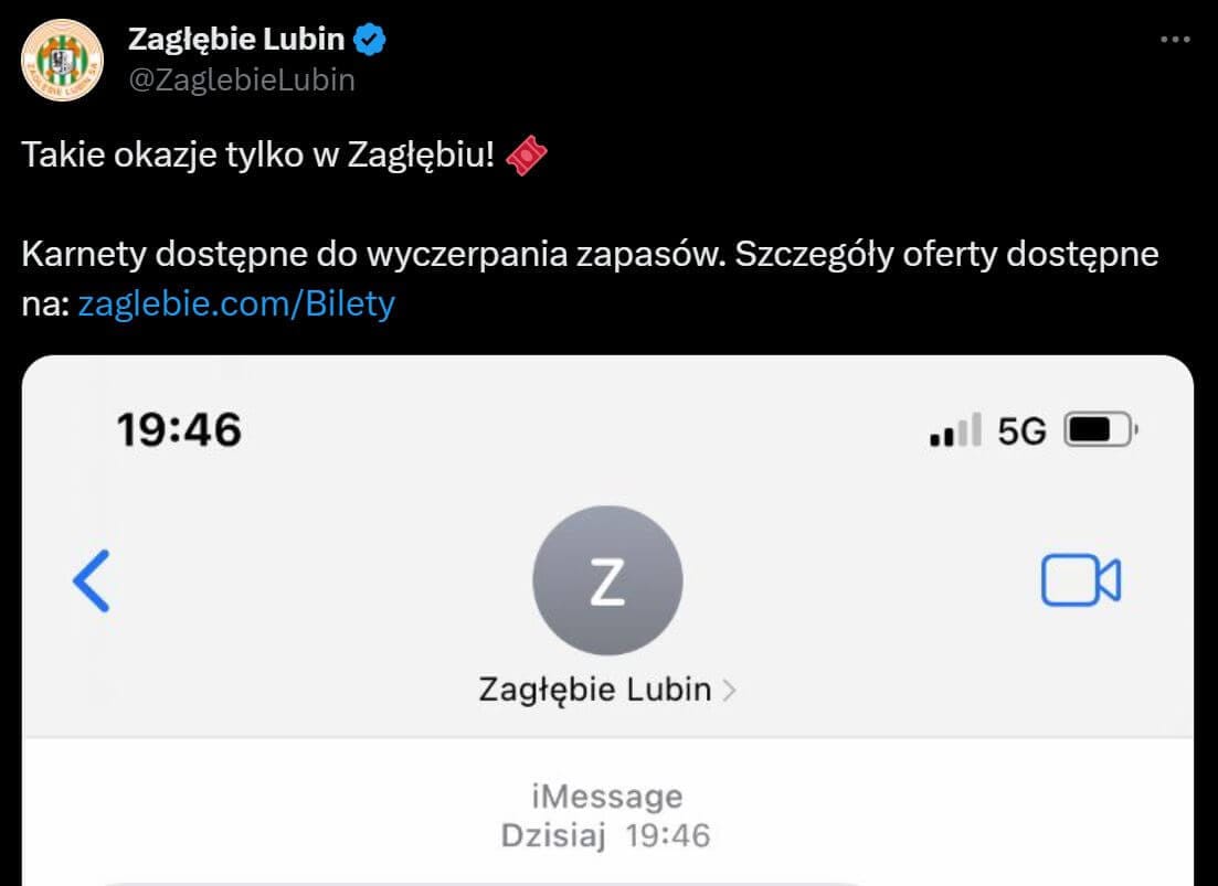 Znakomita akcja promocyjna Zagłębia Lubin. Nawiązano do SMS-ów Biedronki! Zdjęcie główne wpisu