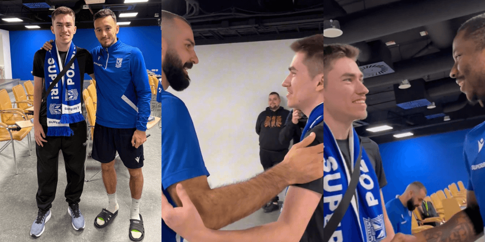 Ładne zachowanie Lecha Poznań względem kibica z Brazylii. Spotkanie z piłkarzami i klubowe upominki Zdjęcie główne wpisu