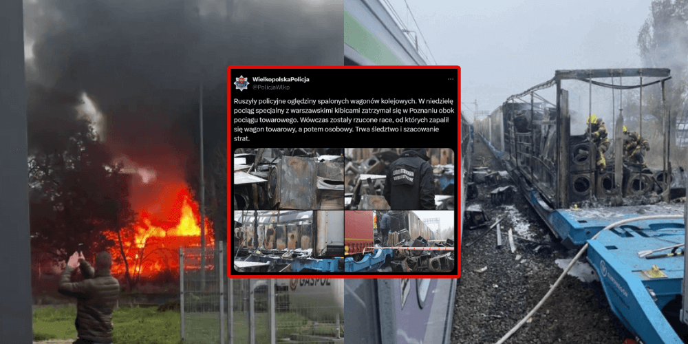 Policja prowadzi śledztwo ws. podpalenia wagonu towarowego w Poznaniu. Potwierdzono udział rac Zdjęcie główne wpisu