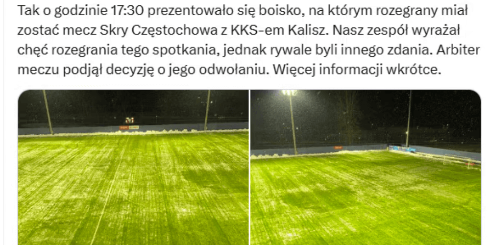 Totalny chaos w II-ligowym klubie. Mecz odwołany, bo piłkarze nie chcieli odśnieżać? Zdjęcie główne wpisu