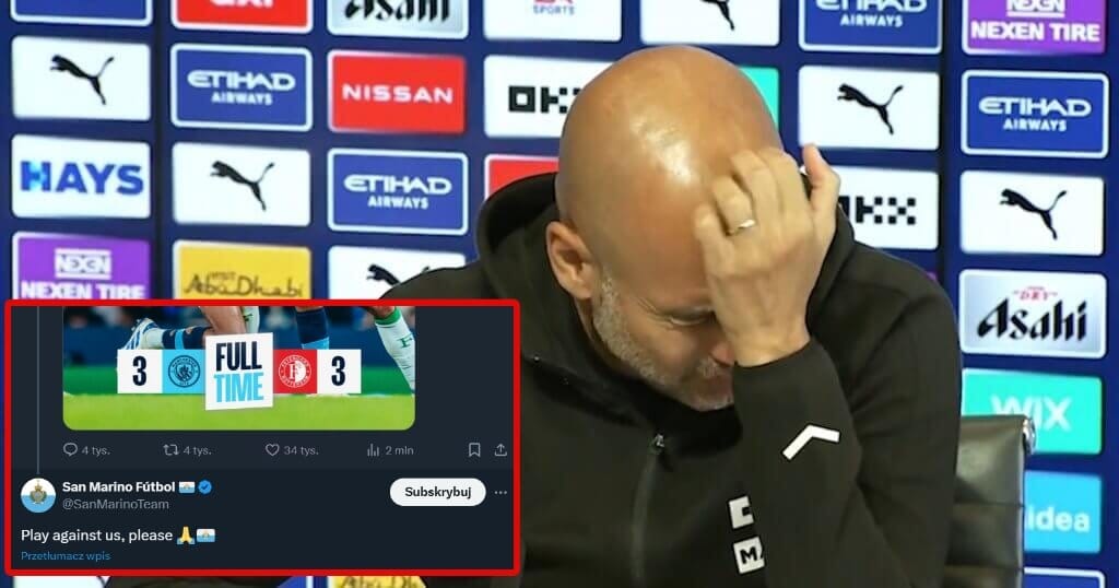 San Marino chce zagrać z Manchesterem City. Drwiący wpis po porażce z Feyenoordem Zdjęcie główne wpisu