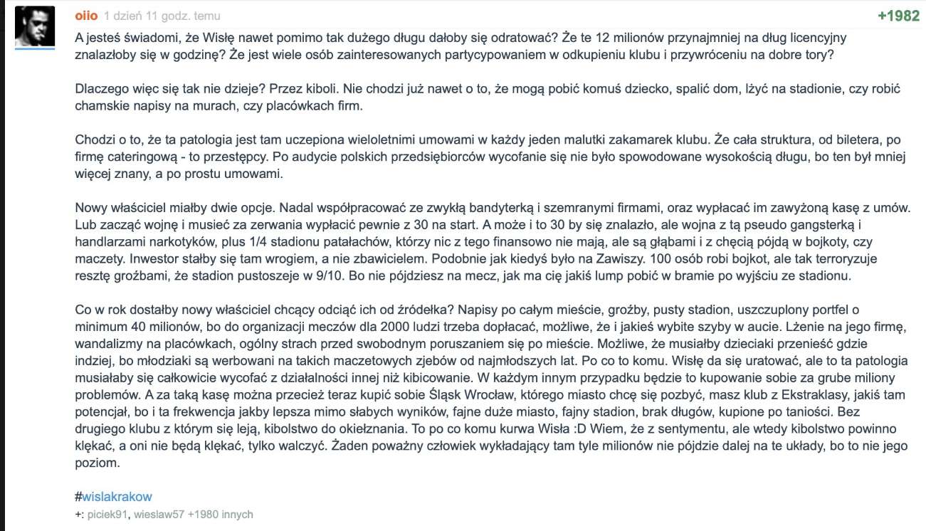 Wisły nie da się uratować! Klub jest skazany na upadek Obraz wpisu