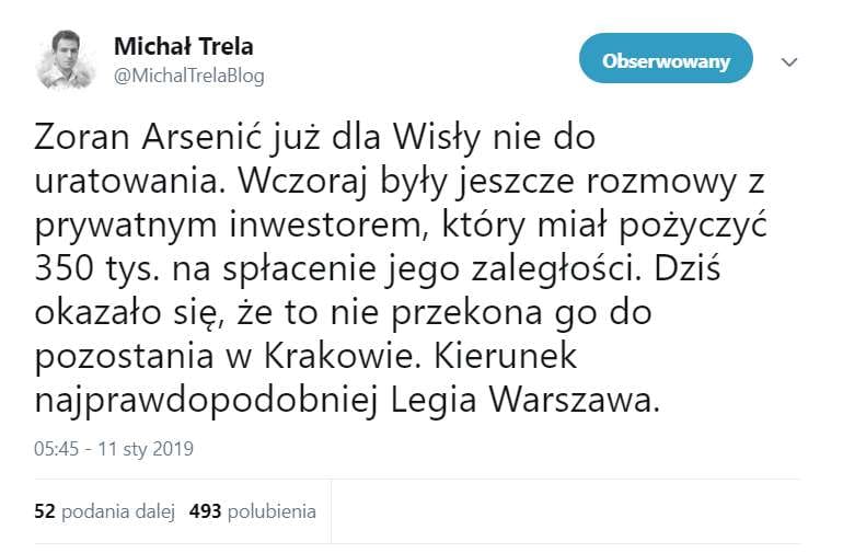 Gdzie jeden się sypie, tam drugi korzysta. Legia bierze piłkarza Wisły Obraz wpisu