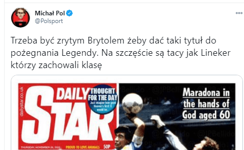 Angielskie gazety przesadziły? Na okładce nawiązanie do słynnej „Ręki Boga” Maradony Obraz wpisu