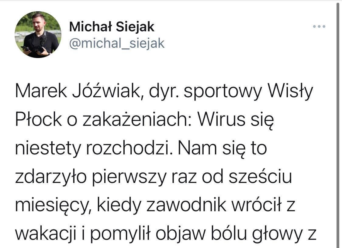 Dyrektor sportowy Wisły Płock zaskakuje swoją odpowiedzią nt. utrzymania reżimu. „Jeden zawodnik pomylił ból głowy z kacem alkoholowym” Obraz wpisu