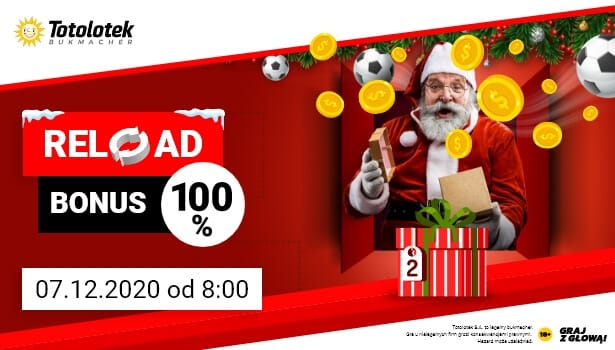 Totolotek Reload bonus 100% Obraz wpisu