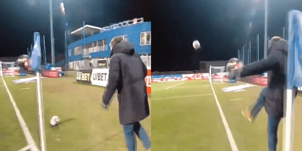 Znowu to zrobił! Dziennikarz Canal+ drugi raz wkręcił piłkę do bramki! [WIDEO] Obraz wpisu