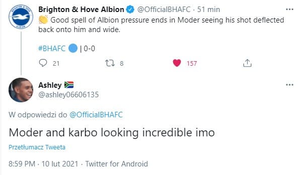 Jakub Moder i Michał Karbownik zadebiutowali w Brighton! Kibice ocenili występ Polaków Obraz wpisu