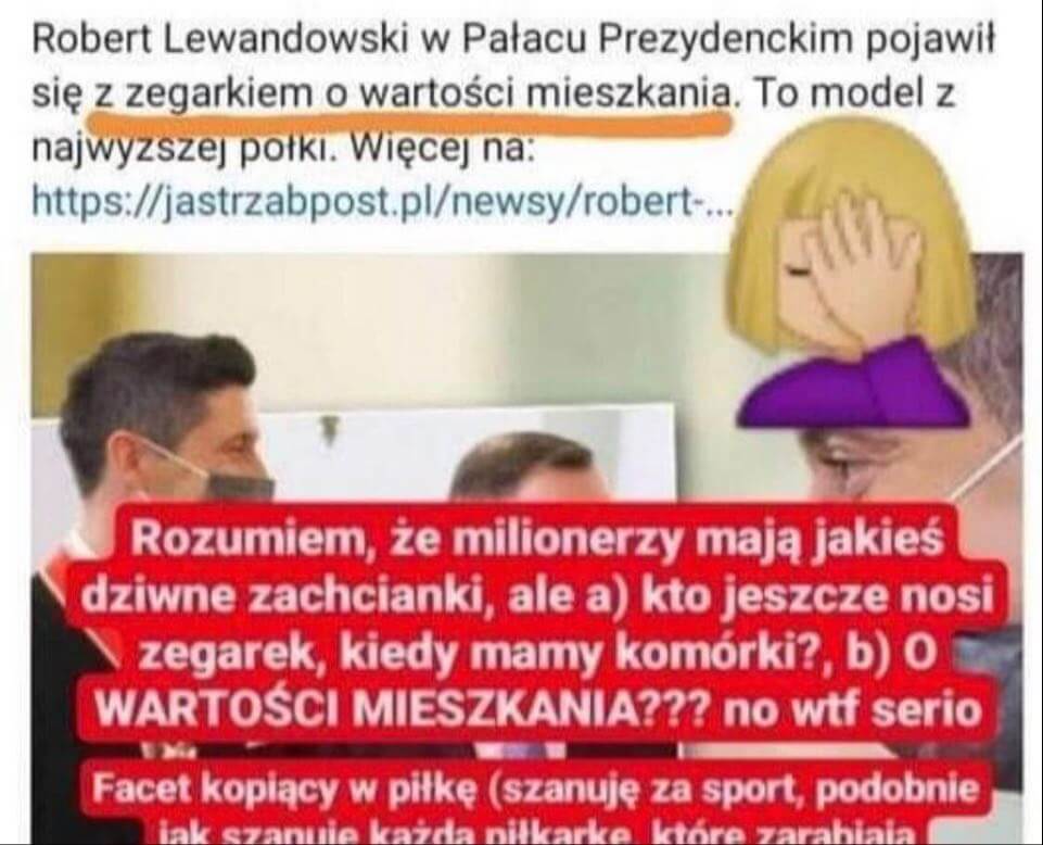 Aktywistka krytykuje Lewandowskiego! „Kto jeszcze nosi zegarek, kiedy mamy komórki” Obraz wpisu