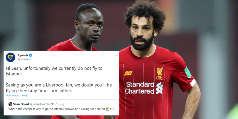 Ryanair zgasił kibica Liverpoolu, gdy zapytał o lot do Stambułu. Mistrzostwo Obraz wpisu