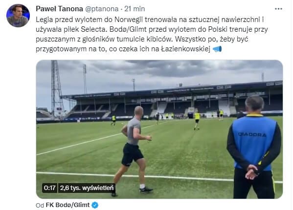 Bodo/Glimt przyzwyczaja się do głośnych trybun. Trenowali z podłożonym dopingiem z głośników [WIDEO] Obraz wpisu