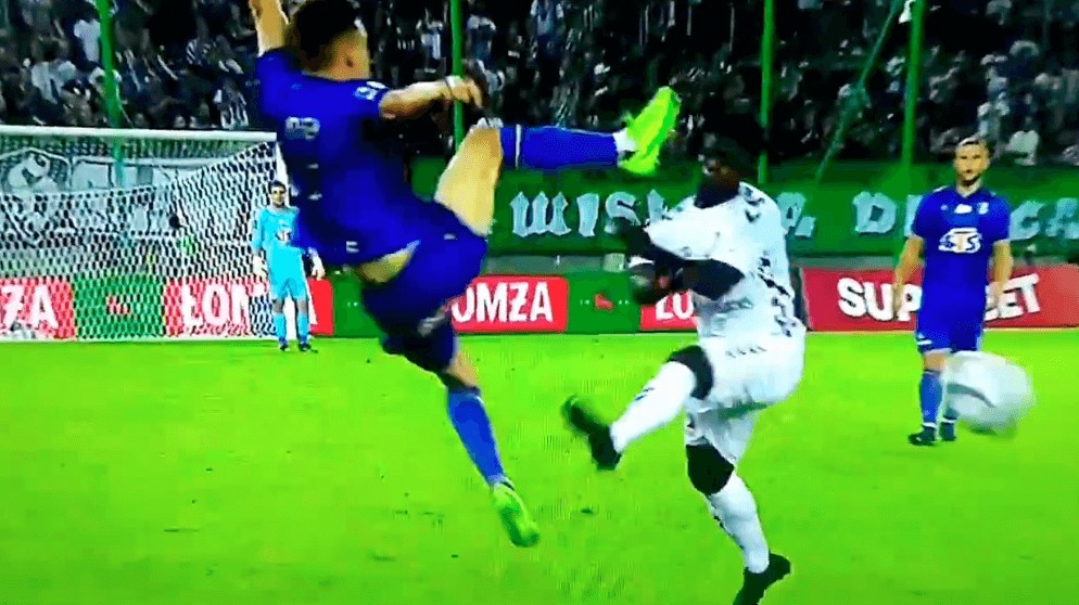 Koszmarny faul Joela Pereiry w meczu Górnika z Lechem [WIDEO] Obraz wpisu