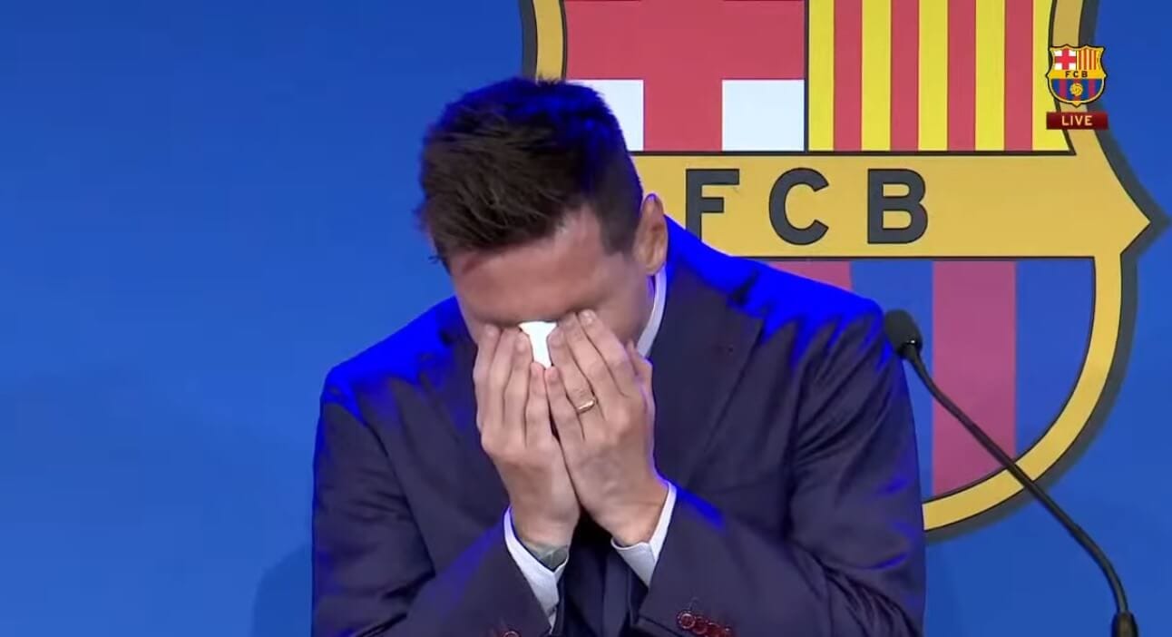 Najsmutniejszy obrazek dnia. Leo Messi zalał się łzami na konferencji prasowej [WIDEO] Obraz wpisu