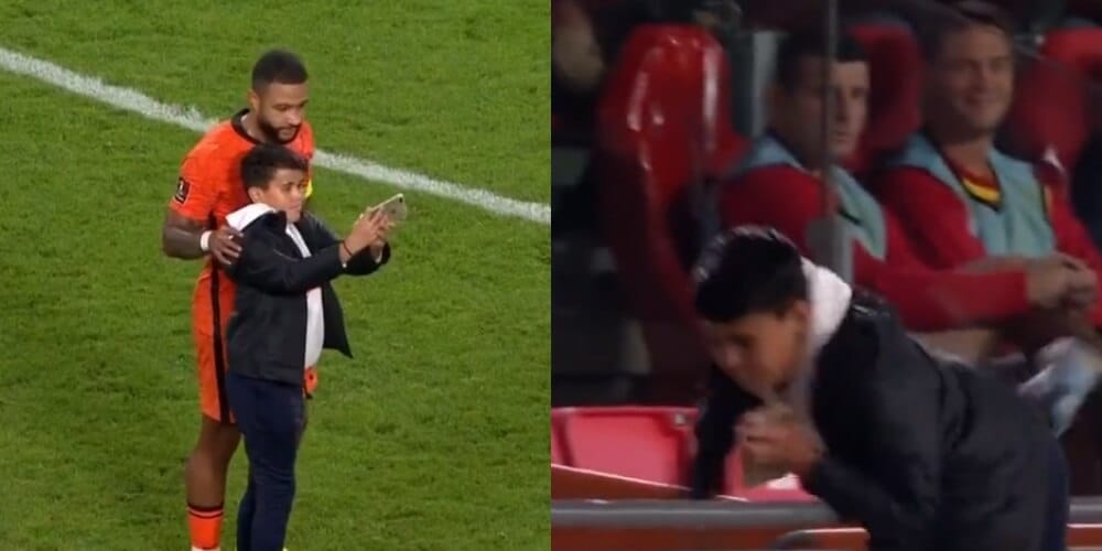 Chłopiec zrobił zdjęcie z Depayem, po czym spokojnie wrócił na trybuny [WIDEO] Obraz wpisu