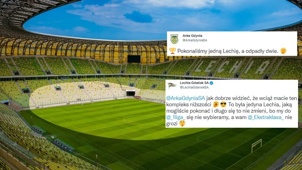 Kompromitacja Lechii Gdańsk w Pucharze Polski. Arka Gdynia zaszydziła z odwiecznego rywala na Twitterze Obraz wpisu