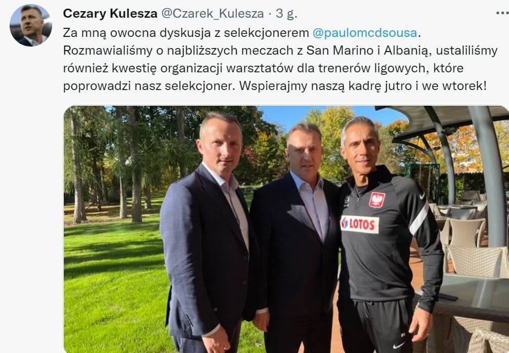 Cezary Kulesza spotkał się z Paulo Sousą! Wiemy, o czym rozmawiali obaj panowie Obraz wpisu