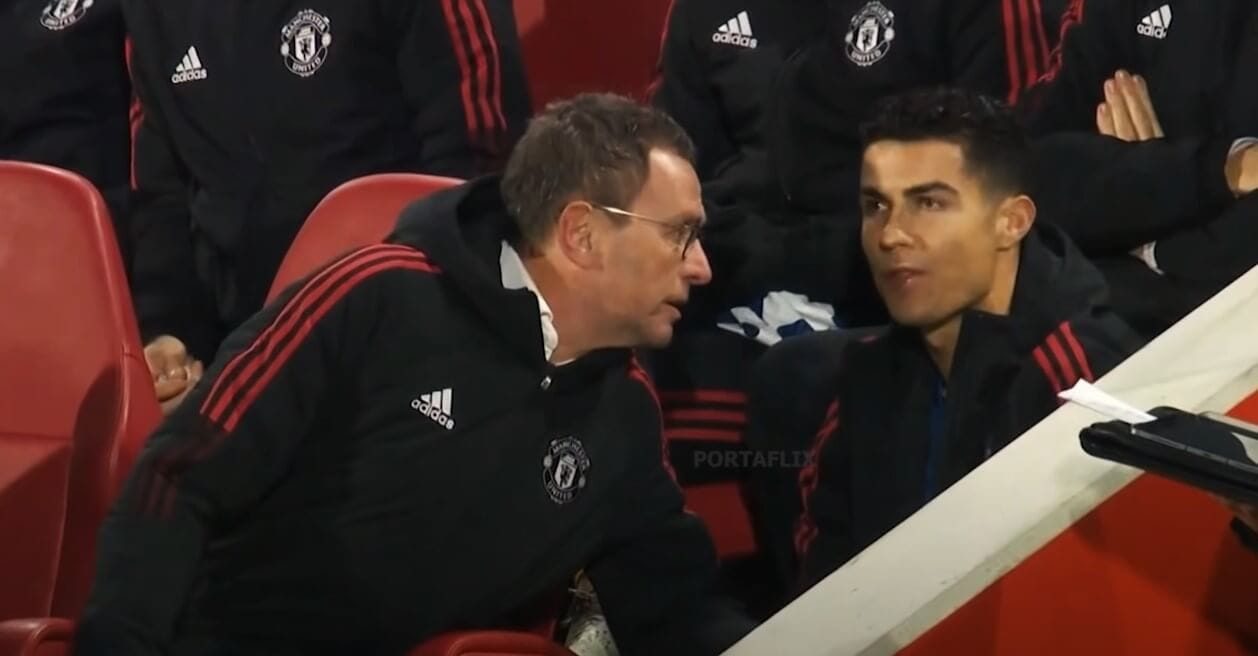 Ronaldo niezadowolony po zmianie. Rangnick tłumaczył się Portugalczykowi [WIDEO] Obraz wpisu