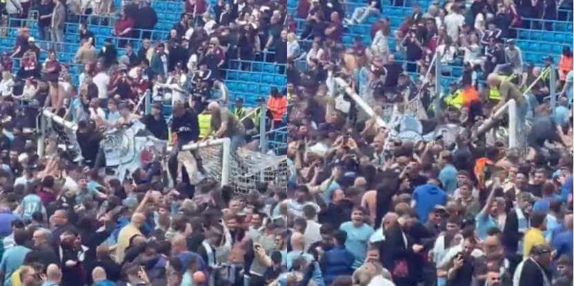 Wielkie świętowanie na Etihad Stadium. Bramka nie wytrzymała naporu fanów „Obywateli” [WIDEO] Obraz wpisu