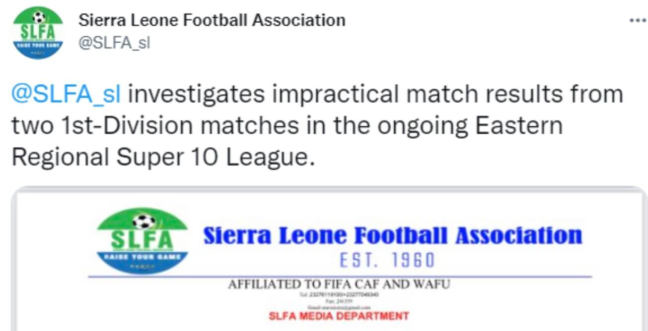 Przekręt w drugiej lidze Sierra Leone. Wyniki 95:0 i 91:1 w spotkaniach zespołów walczących o awans do ekstraklasy Obraz wpisu