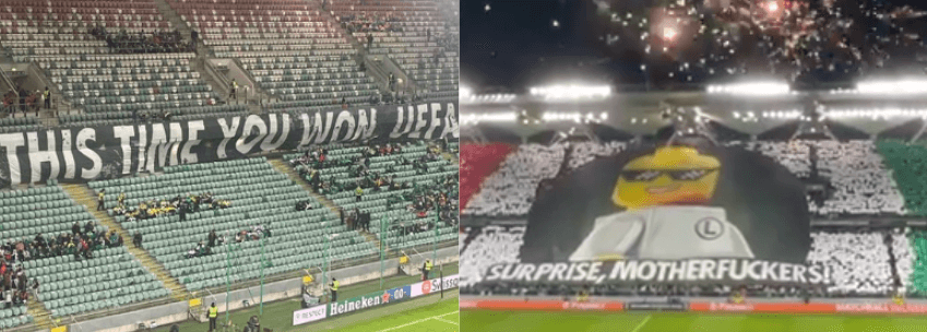 Kibice Legii zagrali na nosie UEFIE. Efektowna oprawa fanów Wojskowych [WIDEO] Obraz wpisu