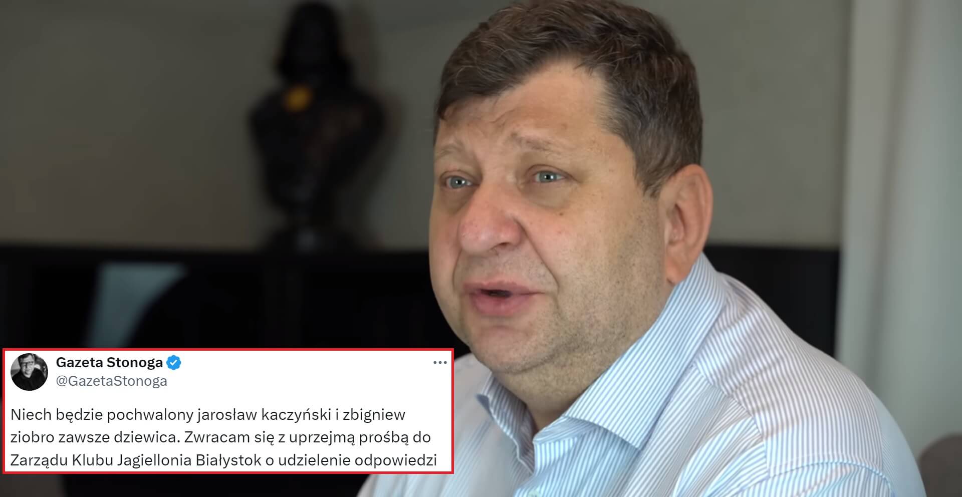 Tajemnicze wpisy Zbigniewa Stonogi. Oberwało się Jagiellonii Białystok Obraz wpisu