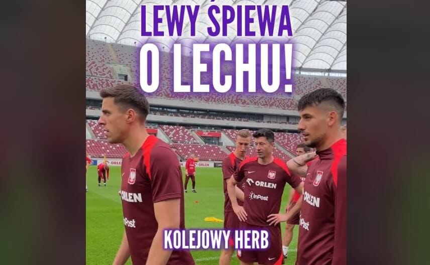 Nietypowy widok na treningu reprezentacji Polski. Lewy odśpiewał przyśpiewkę Lecha Poznań [WIDEO] Obraz wpisu