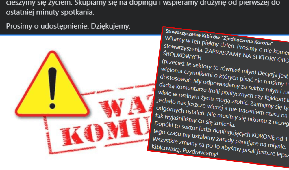 Selekcja i zakaz nagrywania. Stowarzyszenie Kibiców Korony Kielce ustala nowe zasady Obraz wpisu