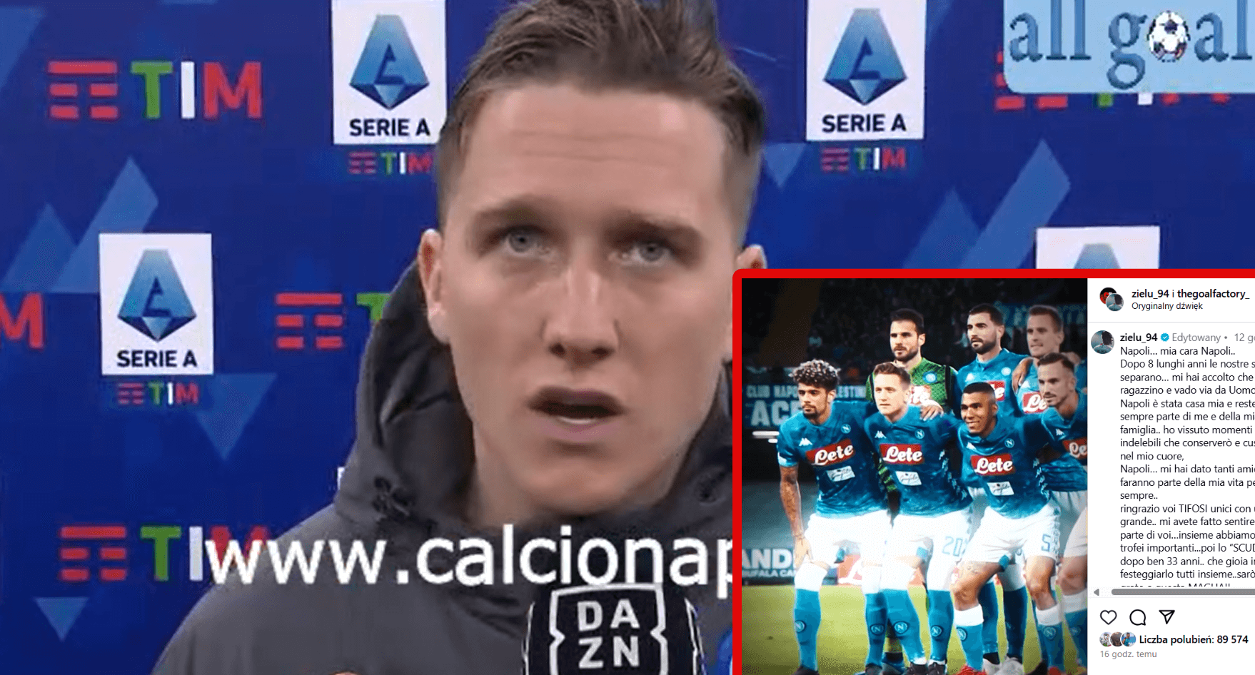 Piotr Zieliński pożegnał Napoli. Poruszający wpis Polaka. „Zawsze będę z Wami” Obraz wpisu