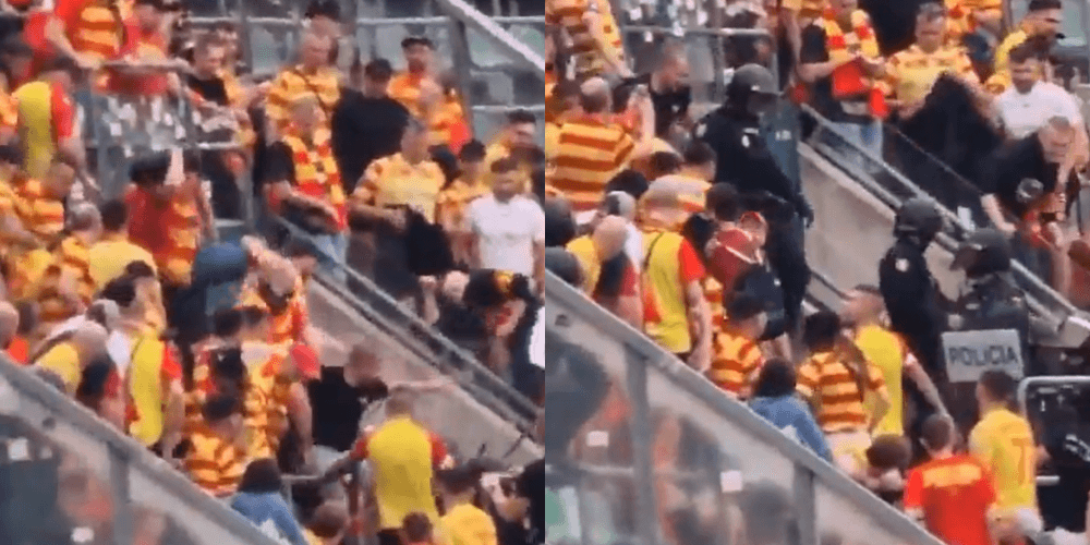 Kibice Jagiellonii vs hiszpańska policja. Przykre obrazki podczas meczu z Betisem [WIDEO] Obraz wpisu
